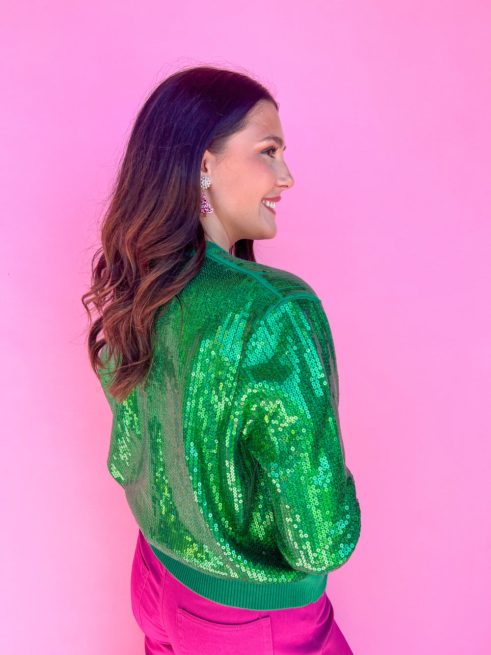 QUEEN OF SPARKLES | Green Sequin Merry Everything Sweater