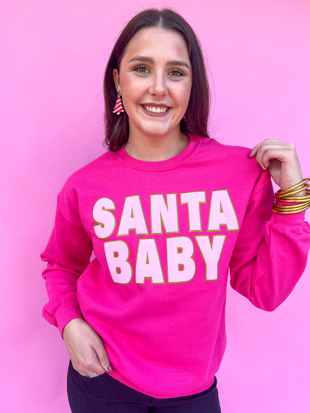 Santa Baby Sweatshirt - Hot Pink