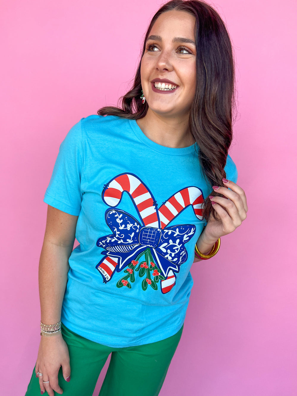 Blue Chinoiserie Candy Cane Tee