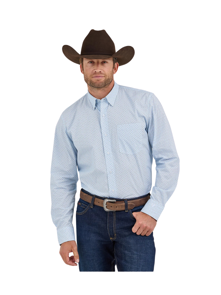 Wrangler | Pale Blue - Men's Cody Johnson One Pocket Button Down