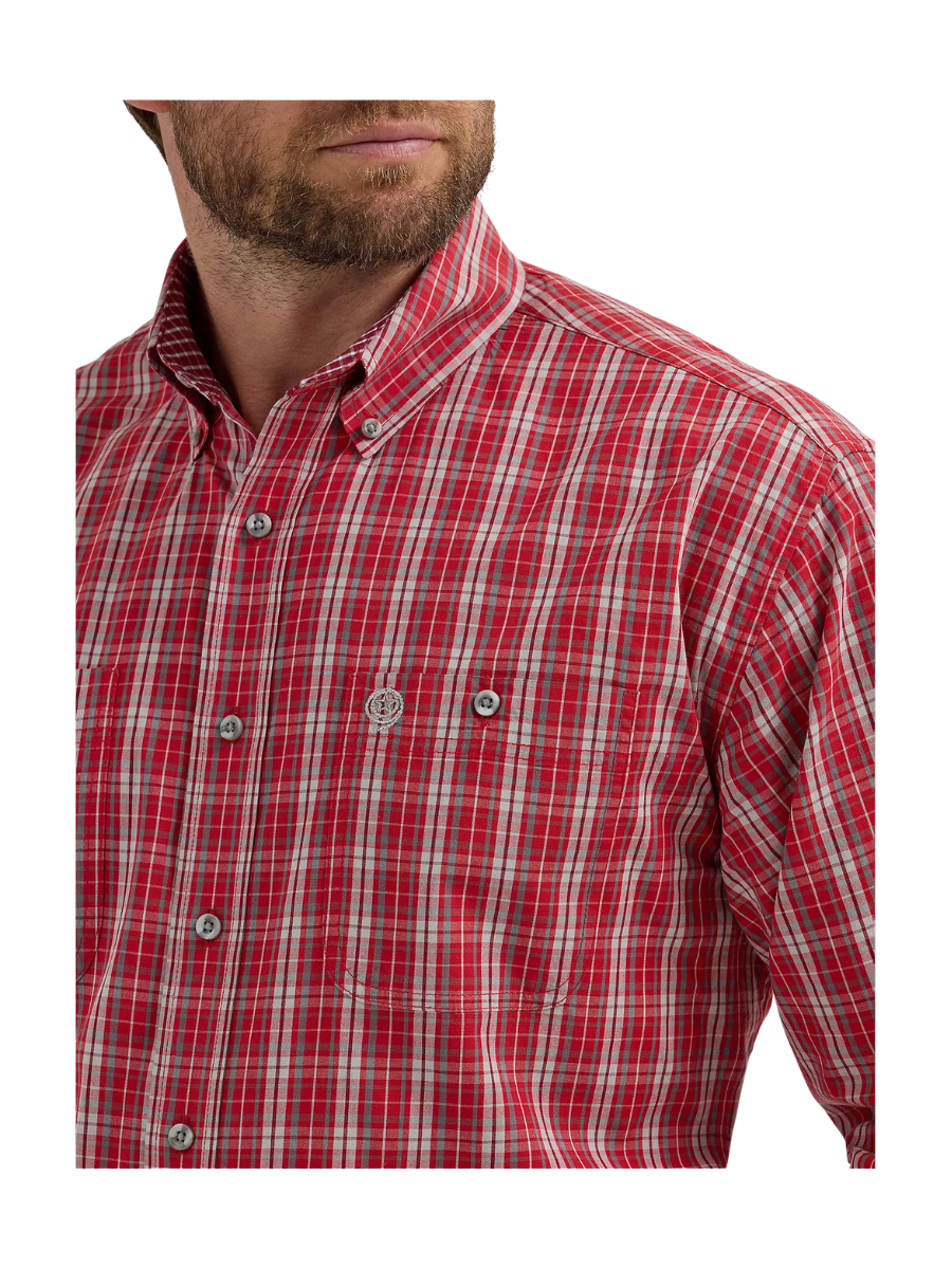 Wrangler | Cherry Plaid - Georgia Strait Two Pocket Button Down