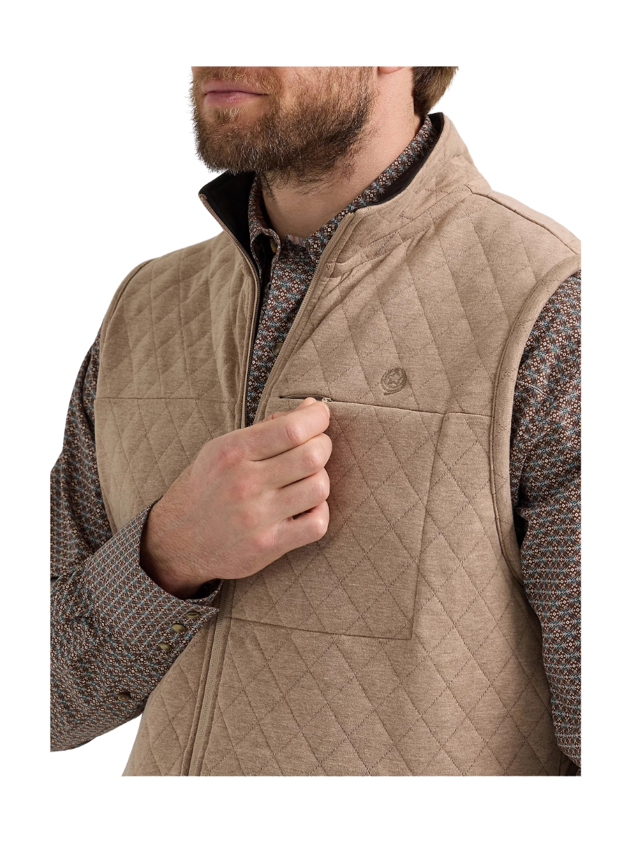 Wrangler | Taupe - Men's George Strait Zip Front Knit Vest