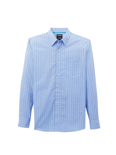Wrangler Men's Cody Johnson Button Down Shirt Blue white Plaid tripp