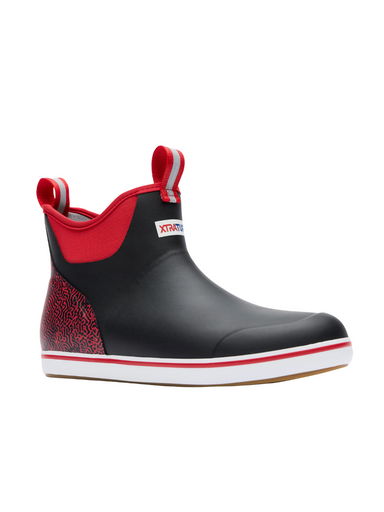 XTRATUF Black/Red Men's Tailgate Ankle Deck Boot Tailgate Collection Tripp