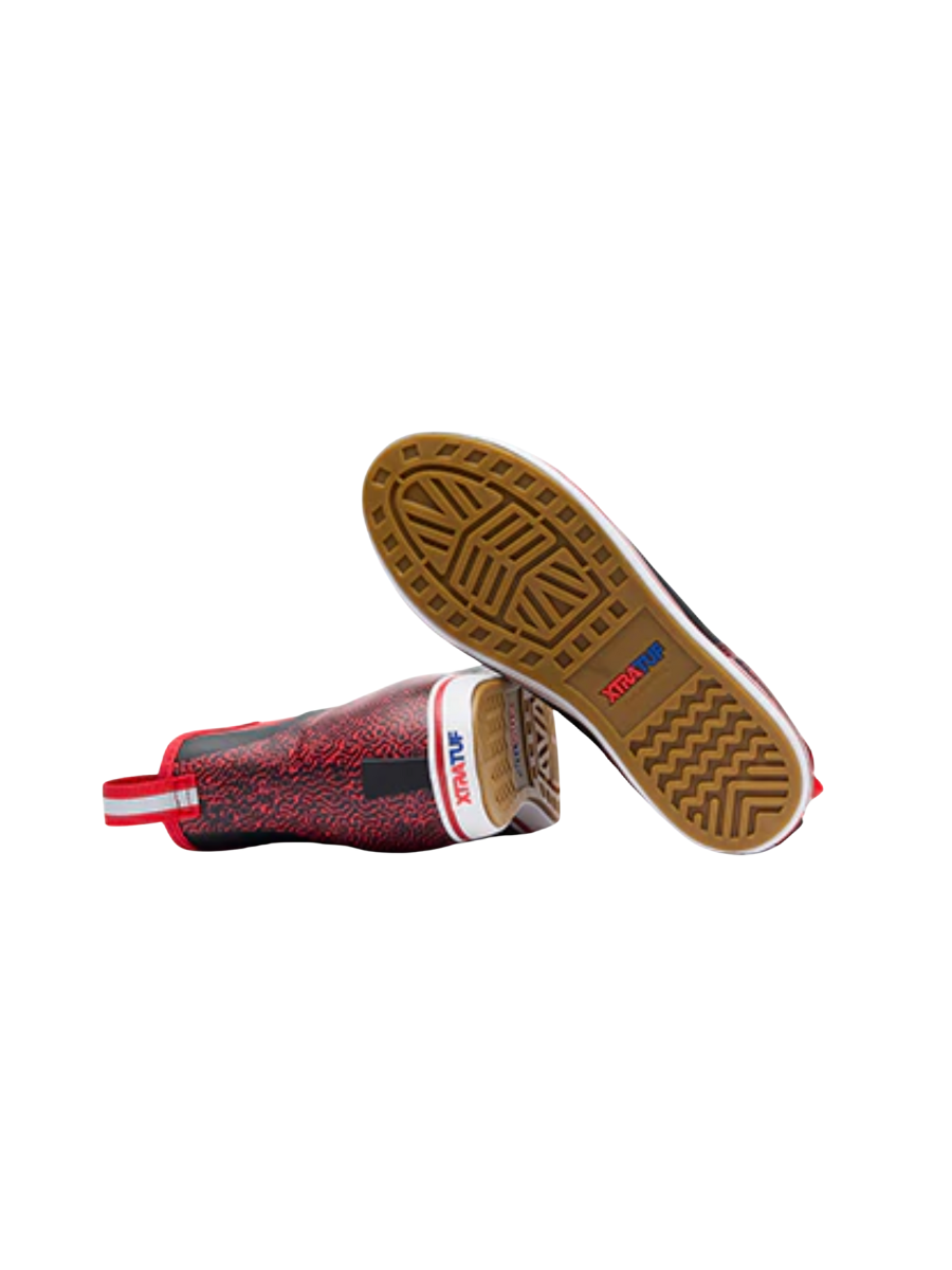 XTRATUF Black/Red Men's Tailgate Ankle Deck Boot Tailgate Collection Tripp