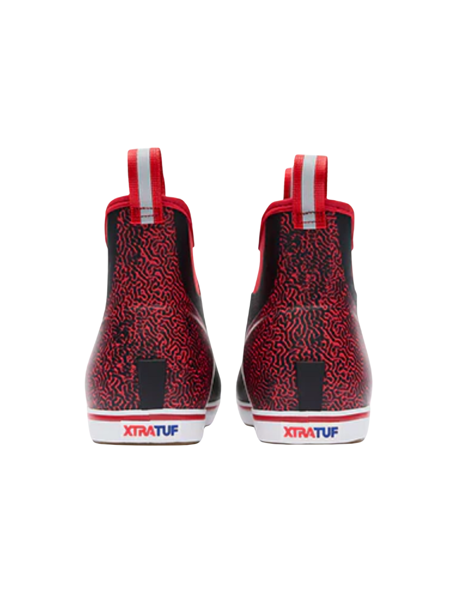 XTRATUF Black/Red Men's Tailgate Ankle Deck Boot Tailgate Collection Tripp