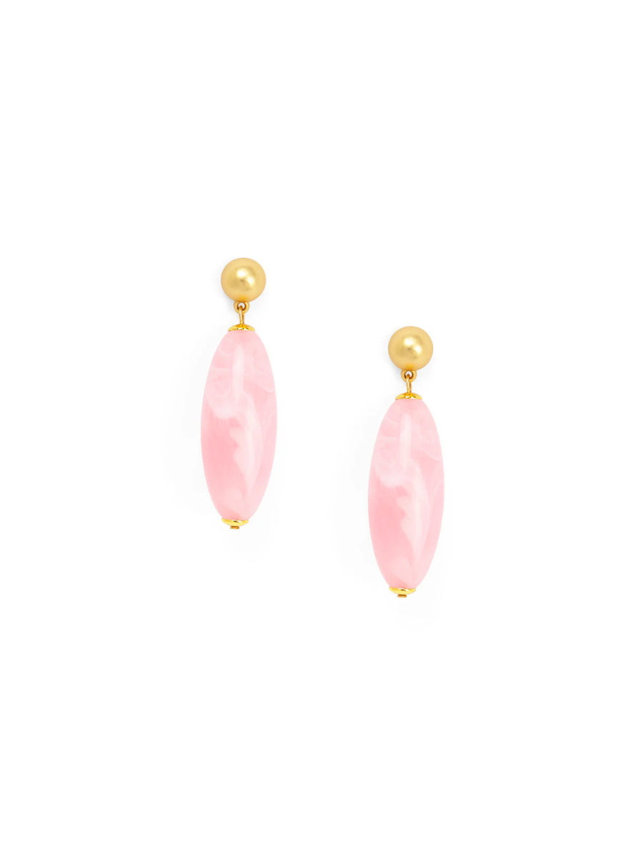 Harper Glossy Resin Bead Drop Earrings - Light Pink