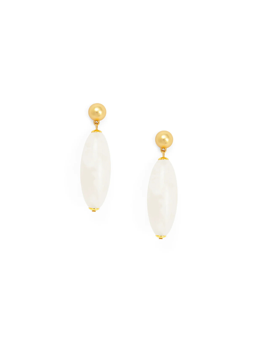 Harper Glossy Resin Bead Drop Earrings - White