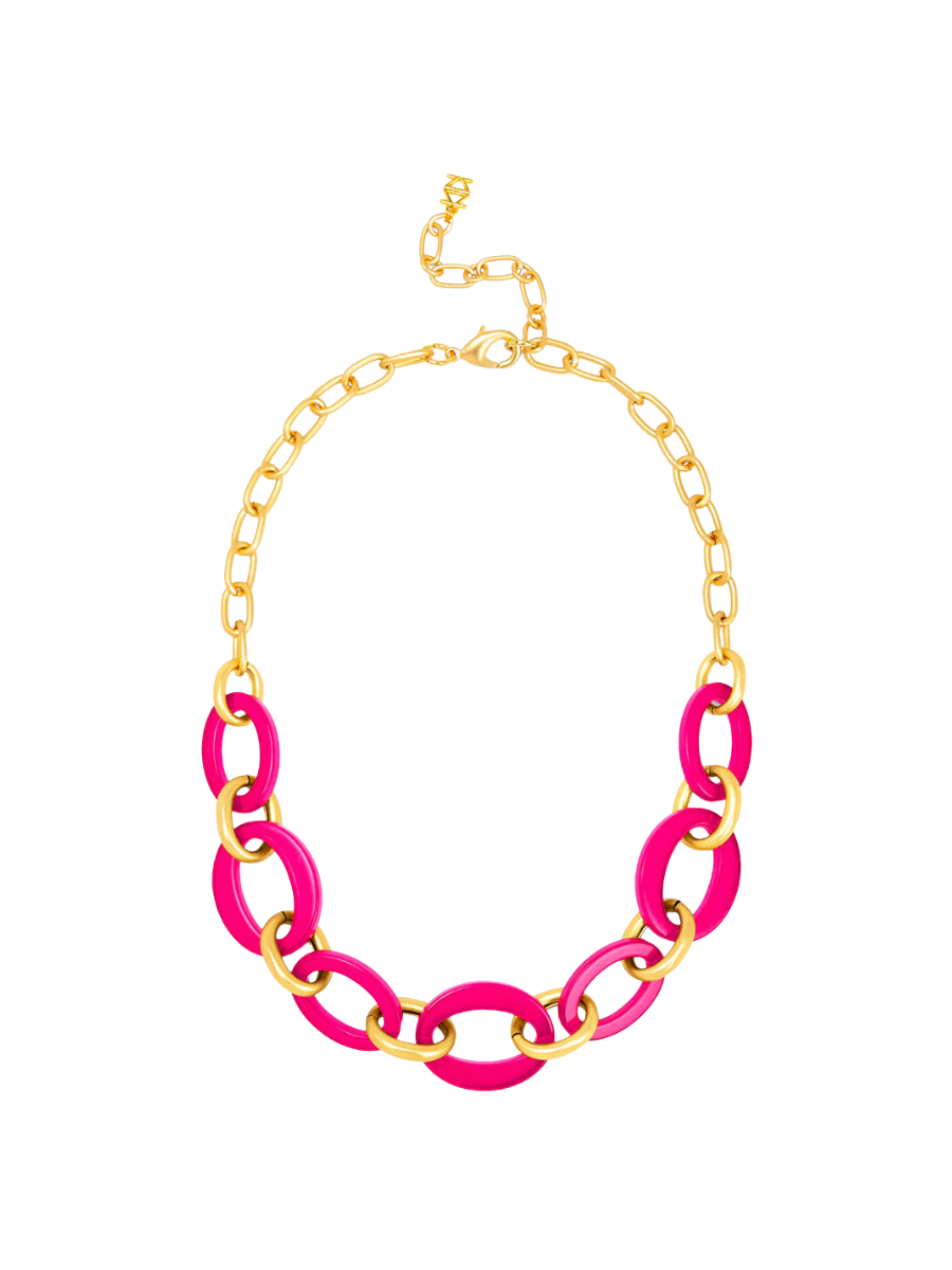 Carolina Link Collar Necklace - Neon Pink