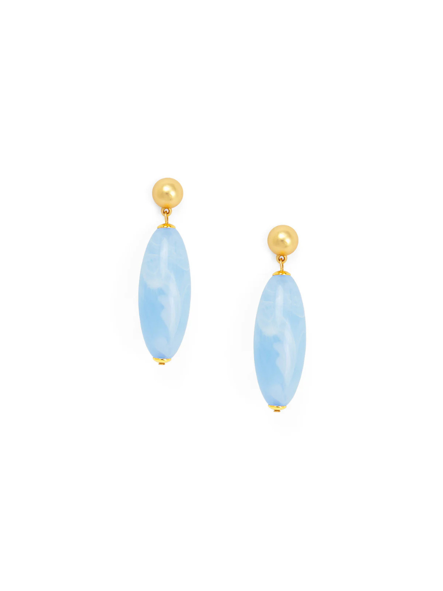Harper Glossy Resin Bead Drop Earrings - Light Blue