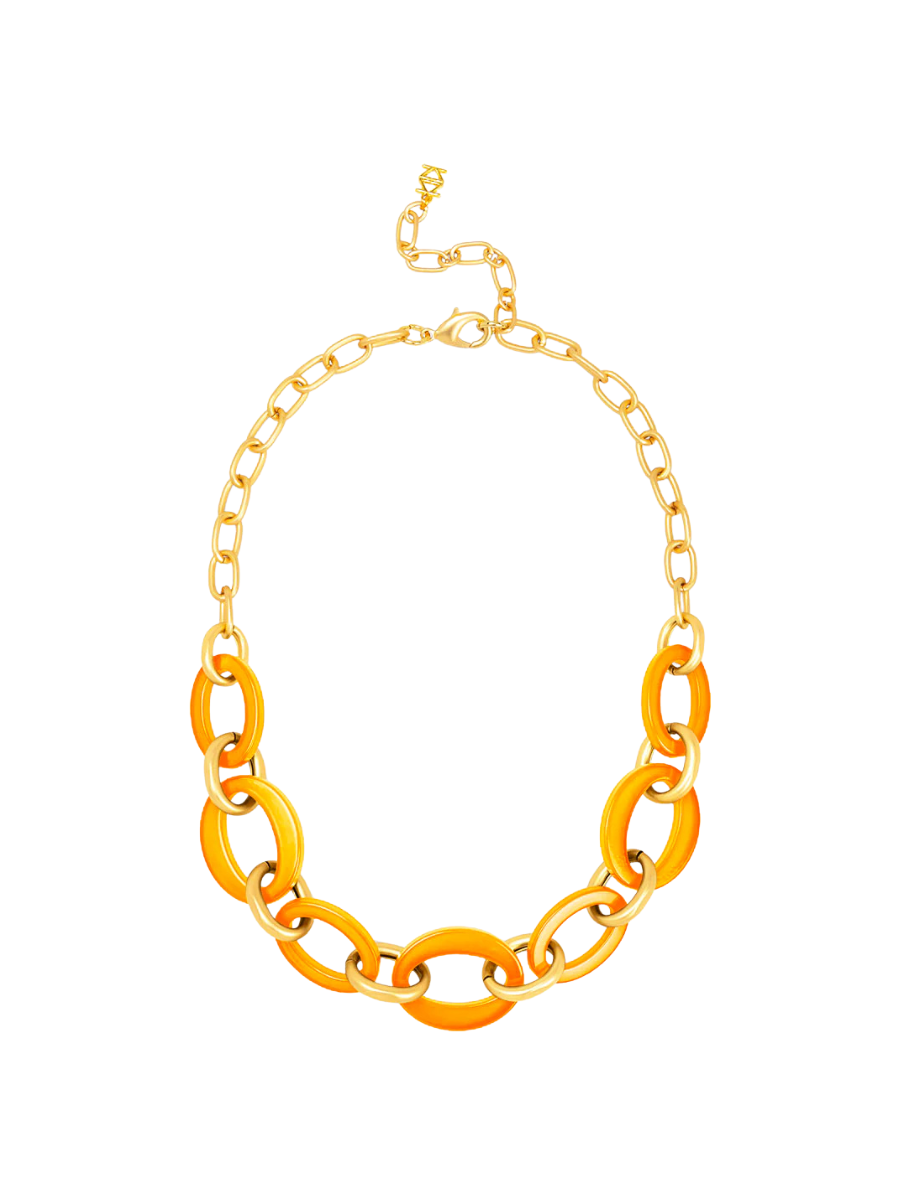 Carolina Link Collar Necklace - Bright Orange
