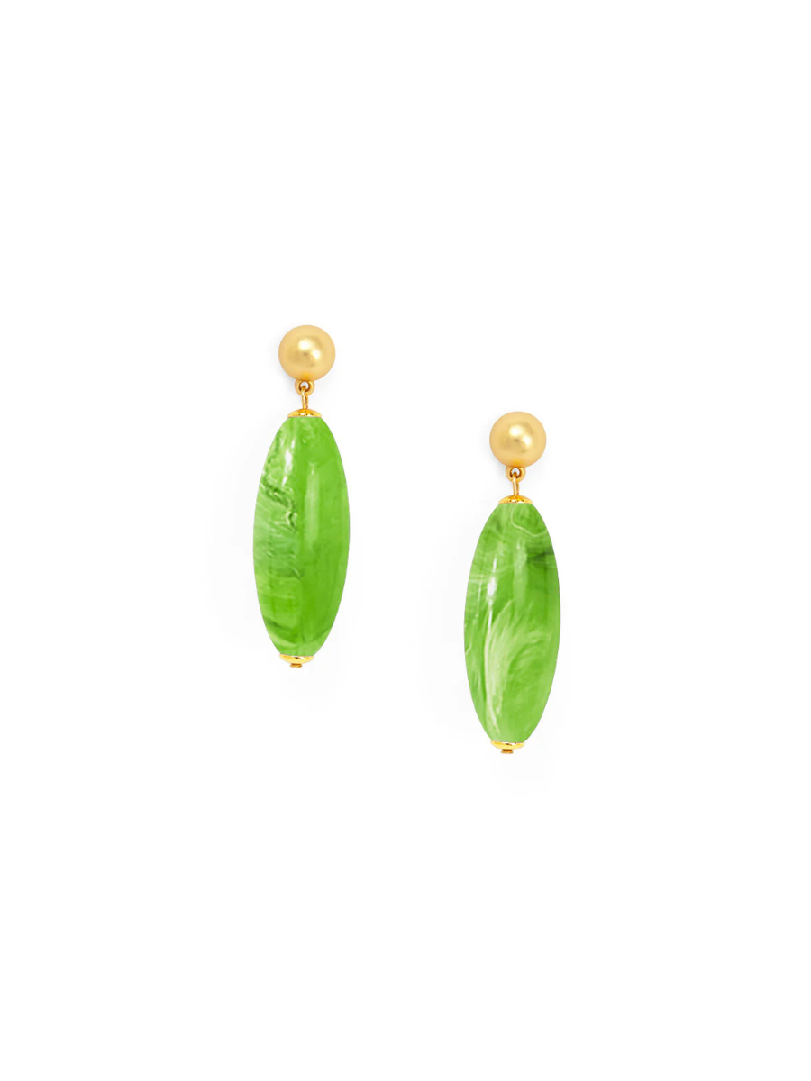 Harper Glossy Resin Bead Drop Earrings - Green