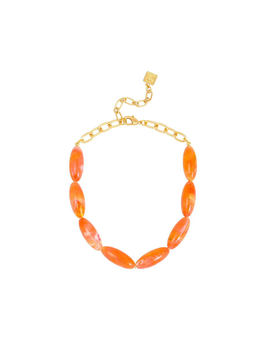 Catherine Glossy Collar Necklace - Orange