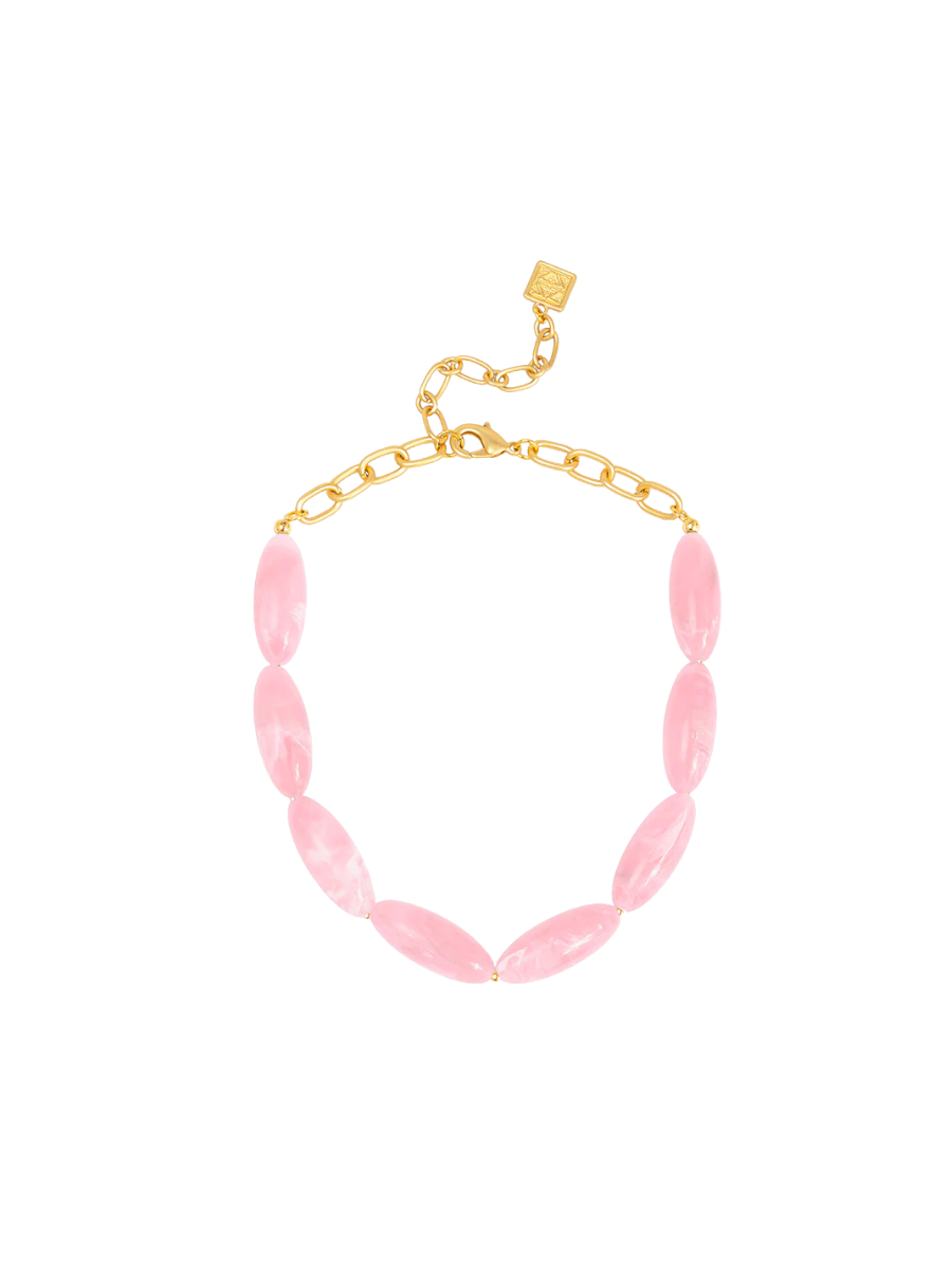 Catherine Glossy Collar Necklace - Light Pink