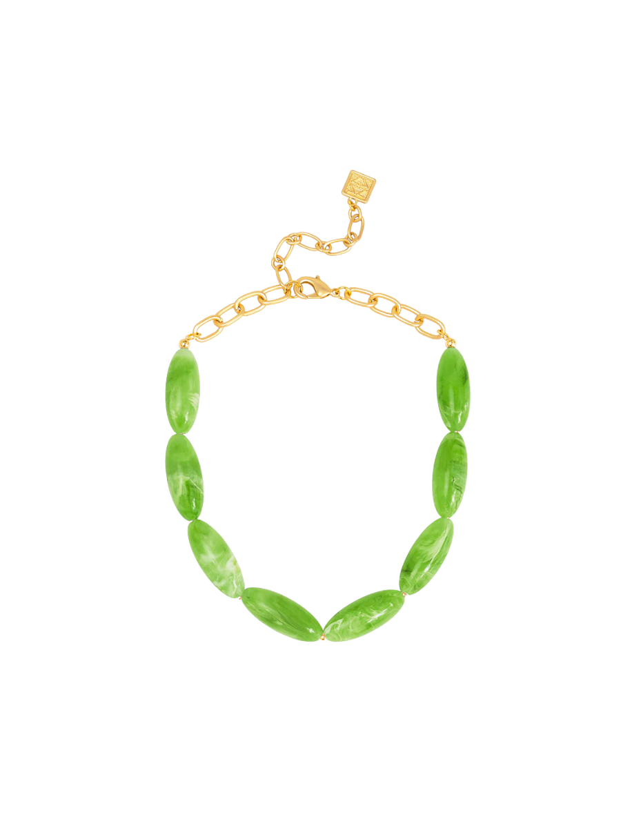 Catherine Glossy Collar Necklace - Green