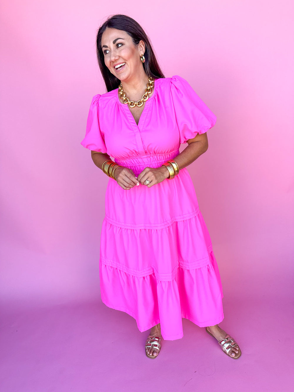 Coastal Town Dress - Pink