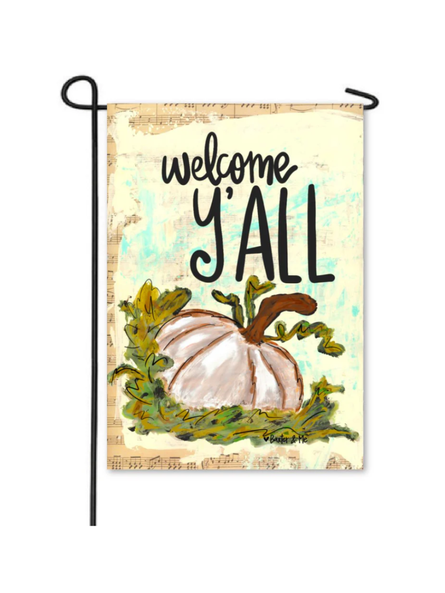 Welcome Y'all White Pumpkin Garden Flag