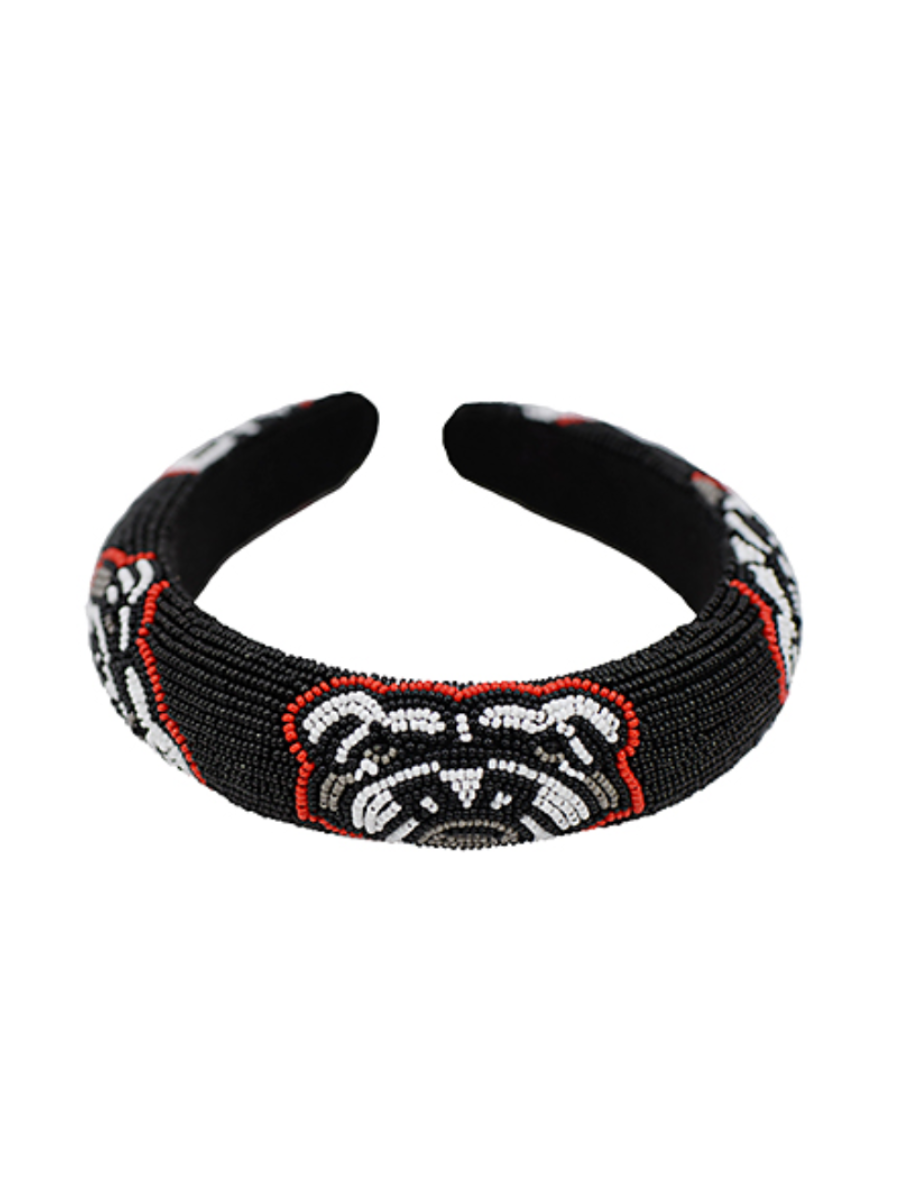 Beaded Bulldog Headband - Black