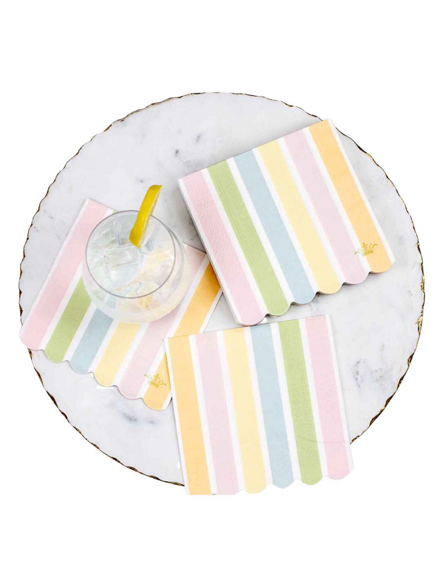 Candy Stripe Scalloped Cocktail Napkins