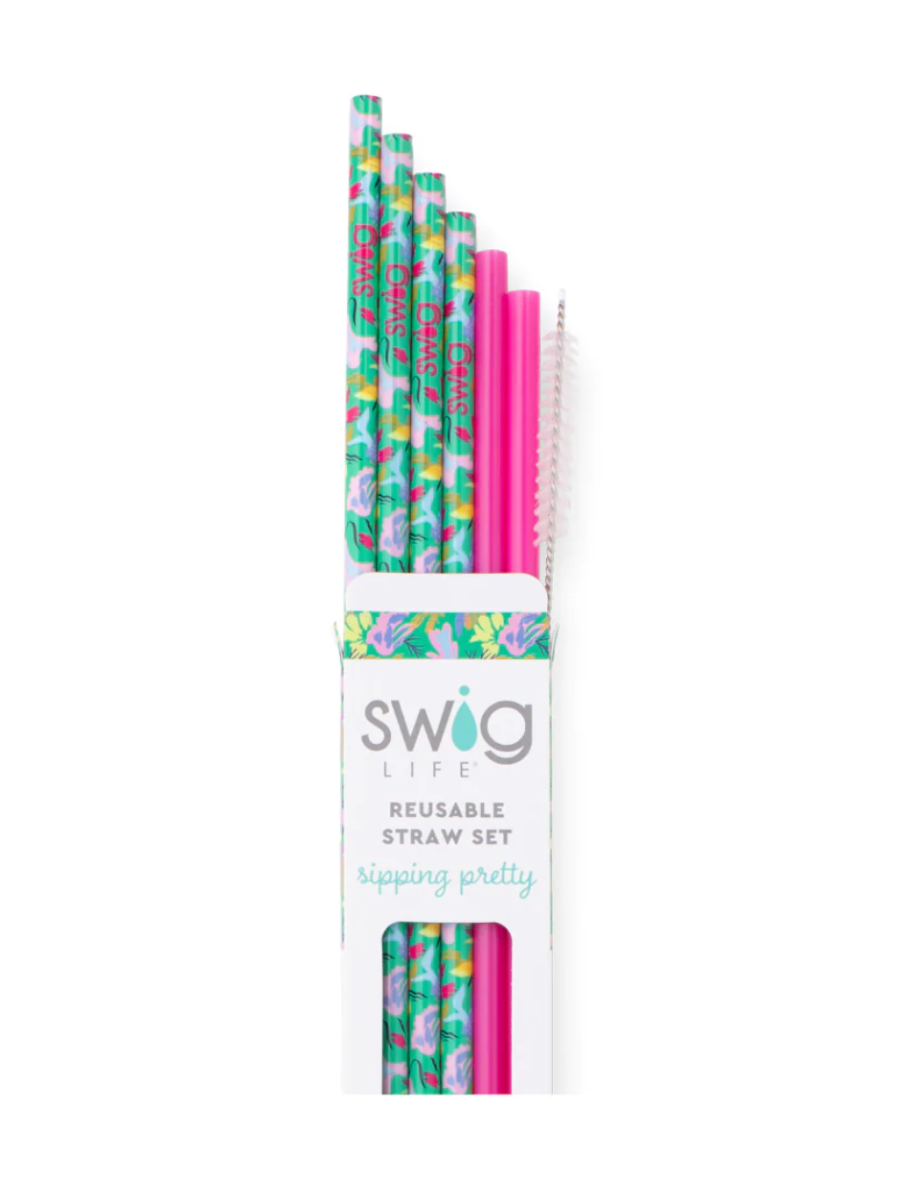 Swig | Paradise + Hot Pink Reusable Straw Set