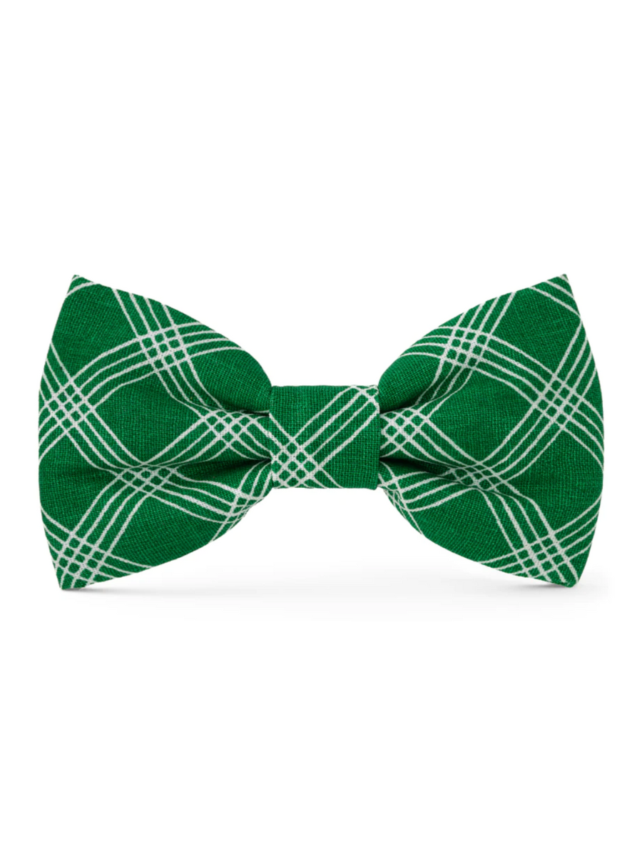 Emerald Plaid Dog Bow Tie