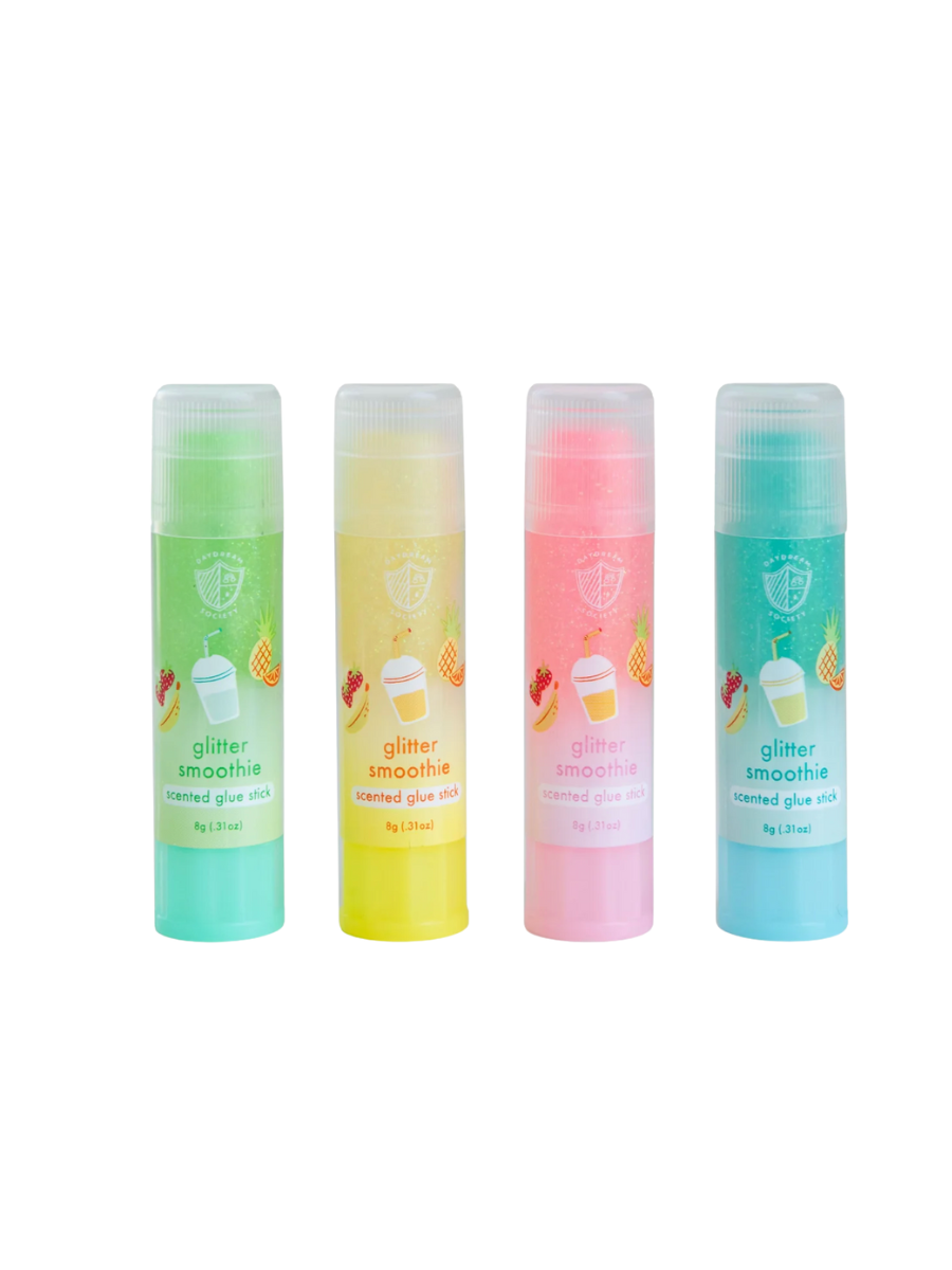 glitter smoothie glue stick set yellow pink blue green gift girls jincy's