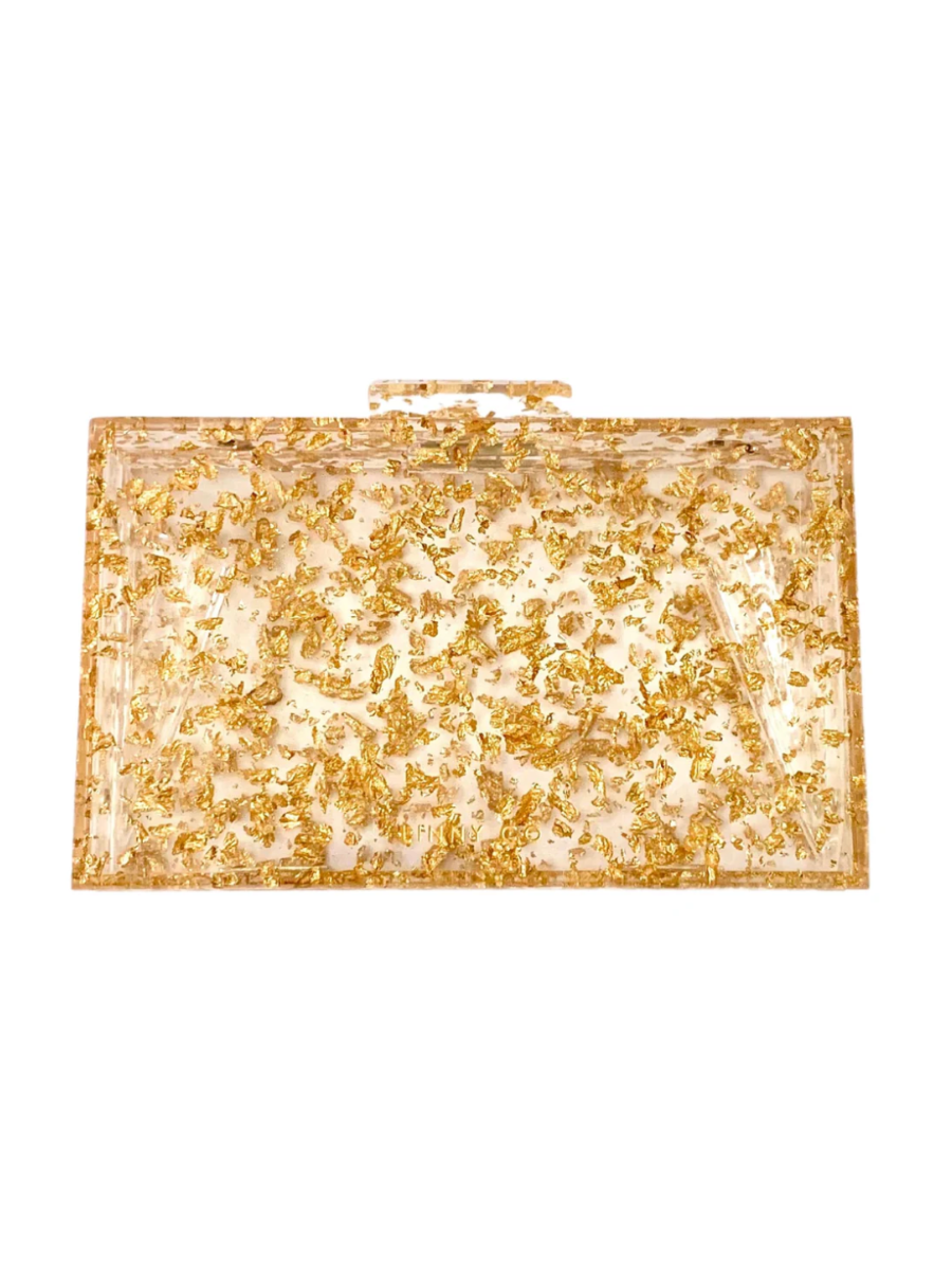 LINNY CO Lucy Gold Flake Women's Bag Clear Purse Gold Flake Accessory Statement Acrylic Gift Boutique Jincy's