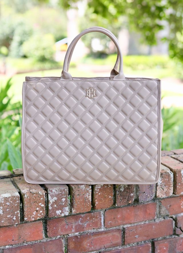 Caroline Hill | Niall Tote - Taupe Quilted DQ