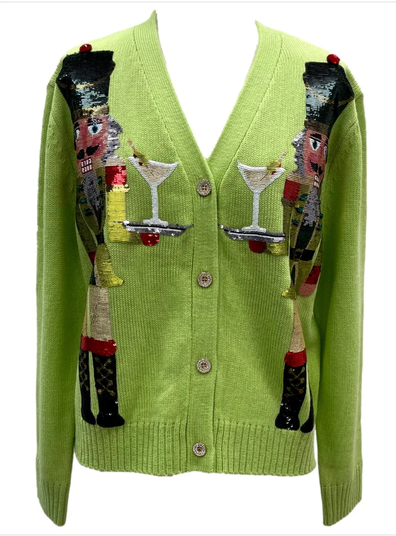 QUEEN OF SPARKLES | Pale Green Martini Nutcracker Cardigan