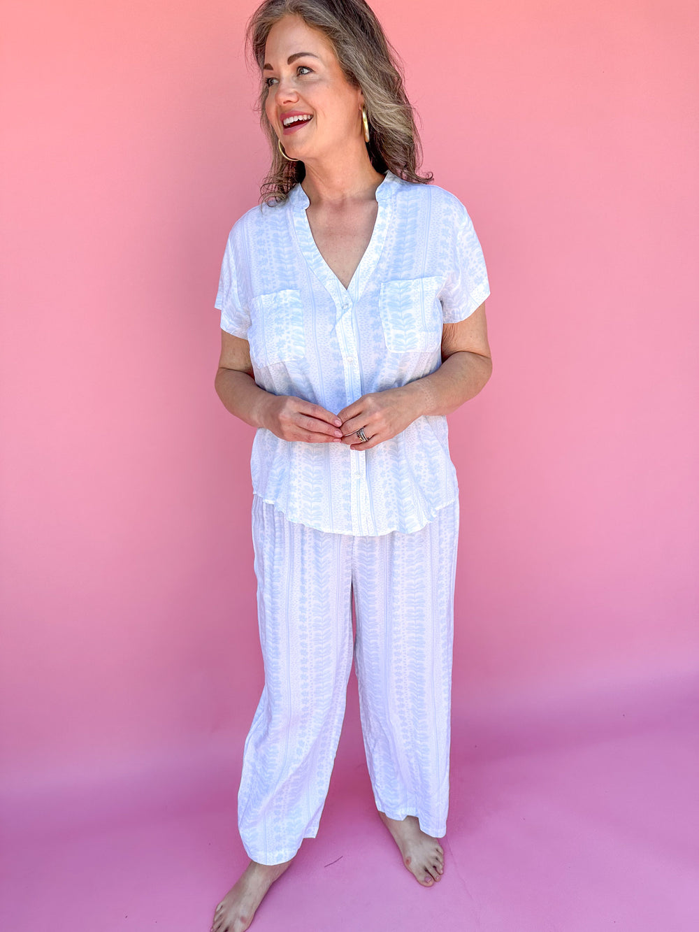 Mary Square | Serena Pajama Pant Set - In Stiches Sky