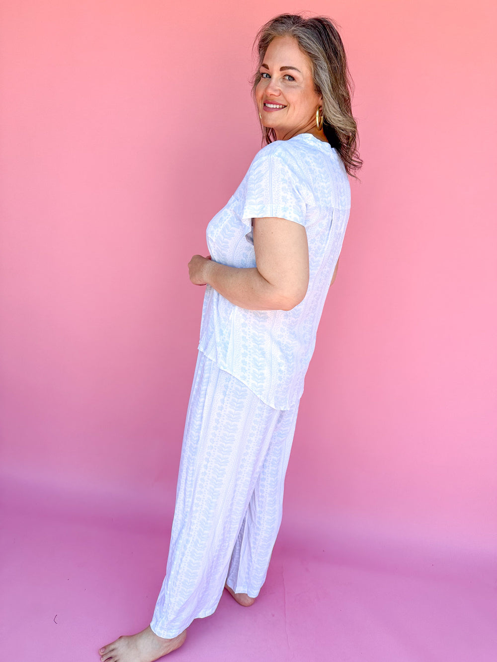 Mary Square | Serena Pajama Pant Set - In Stiches Sky