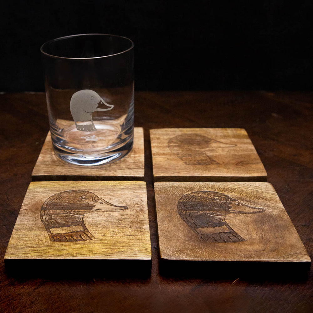 Duck Etched Wood Coasters