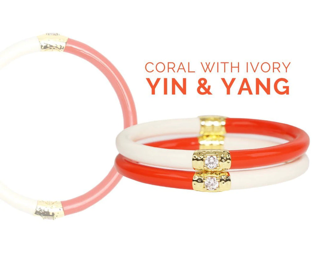 BuDhaGirl | Yin Yang All Weather Bangles - Coral & Ivory