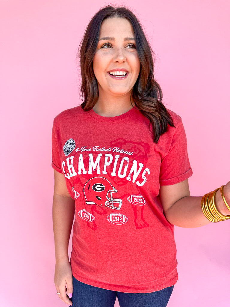 Four Time National Champions Tee - Red