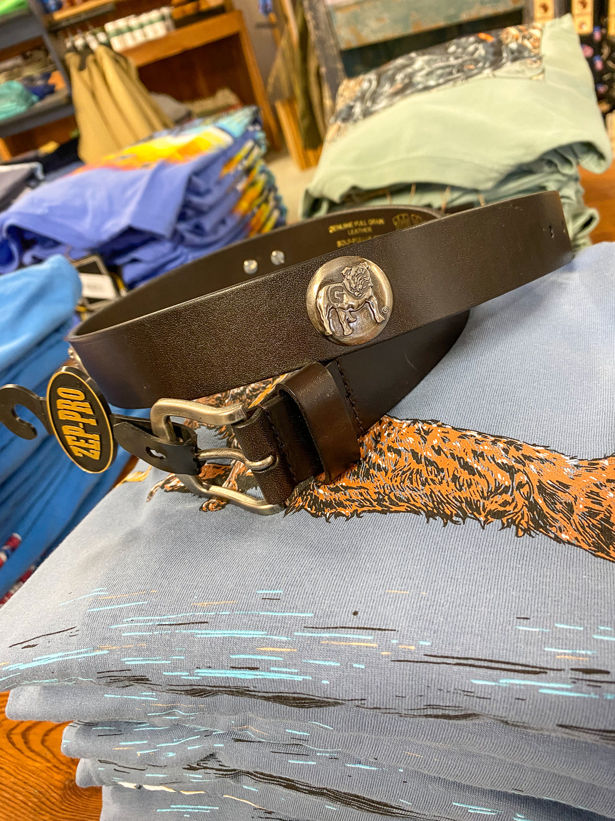 Zep-Pro | Bulldog Leather Concho Belt - Brown