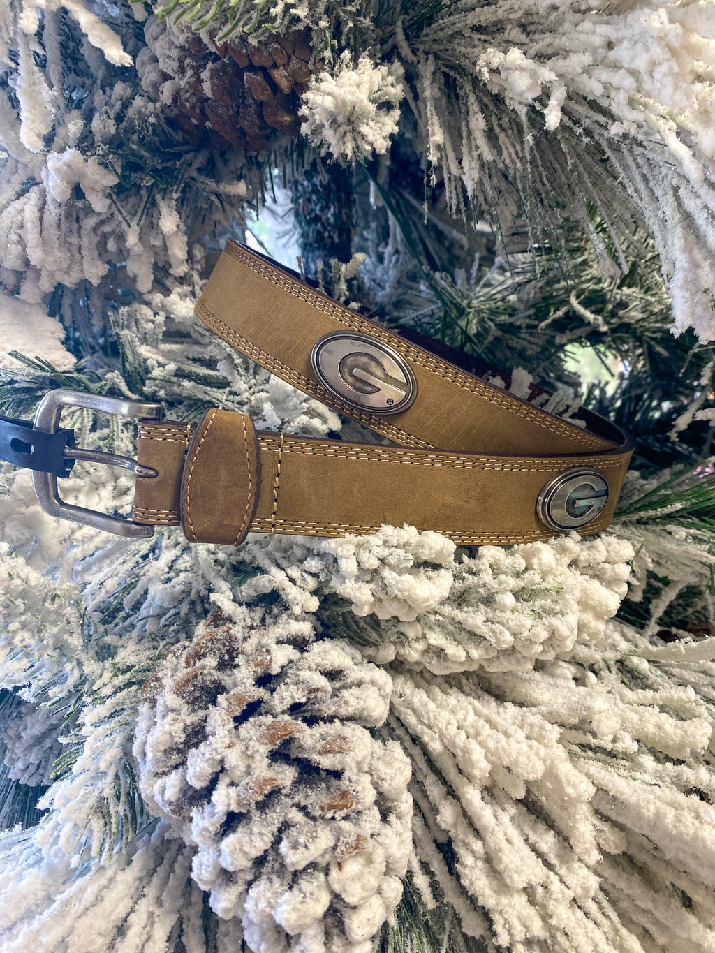 Zep-Pro | UGA Leather Concho Belt - Light Brown
