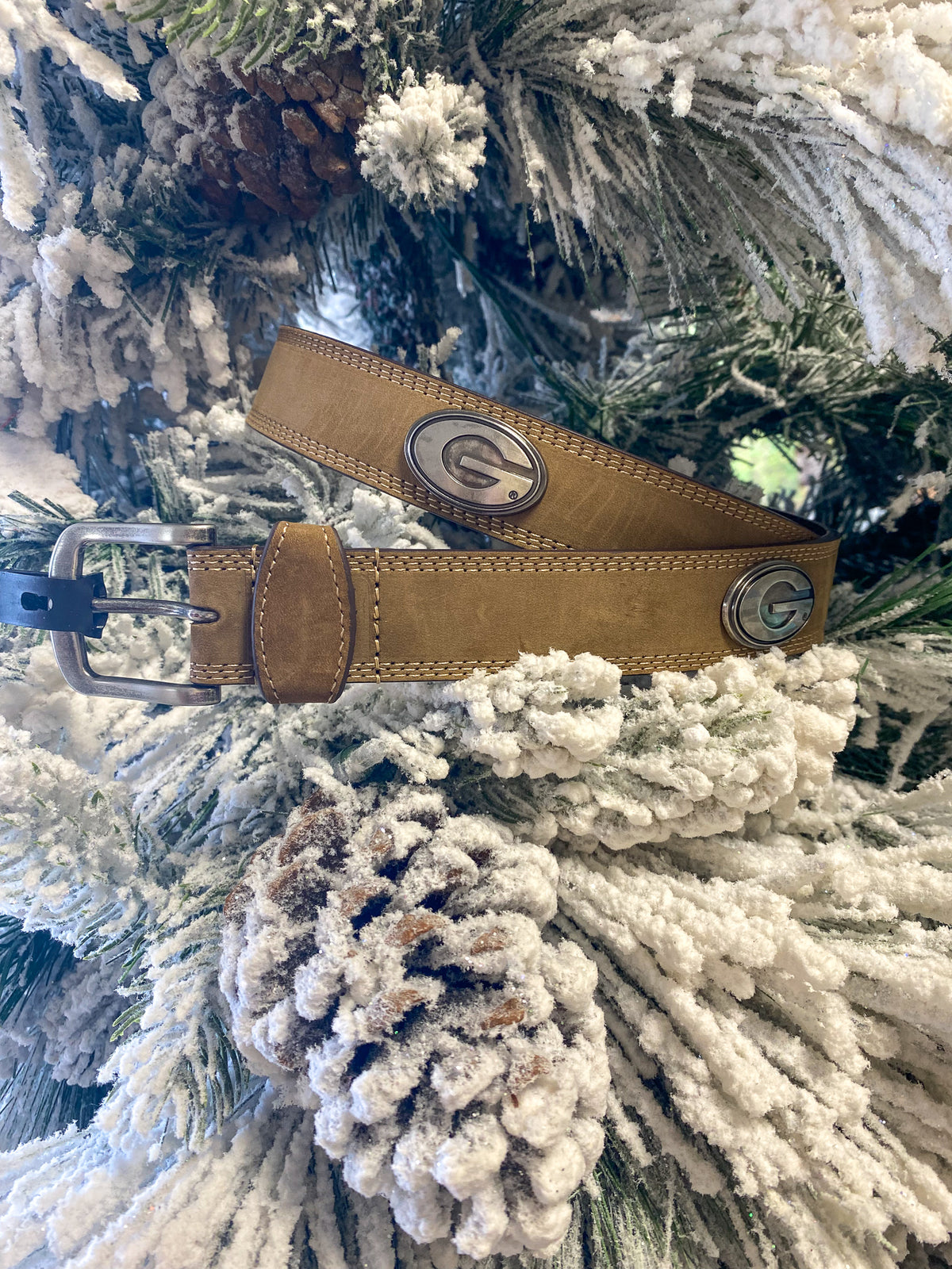 Zep-Pro | UGA Leather Concho Belt - Light Brown