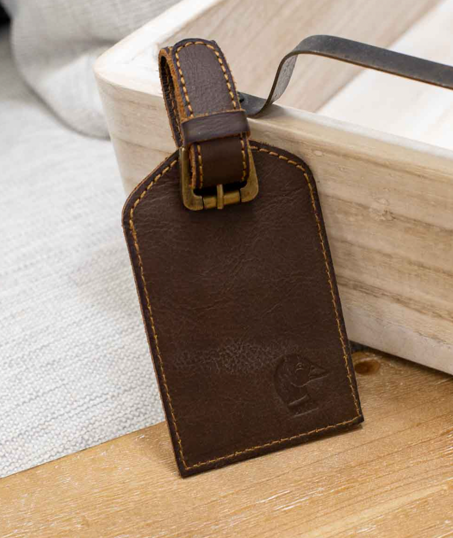 Duck Leather Luggage Tag - Dark Brown