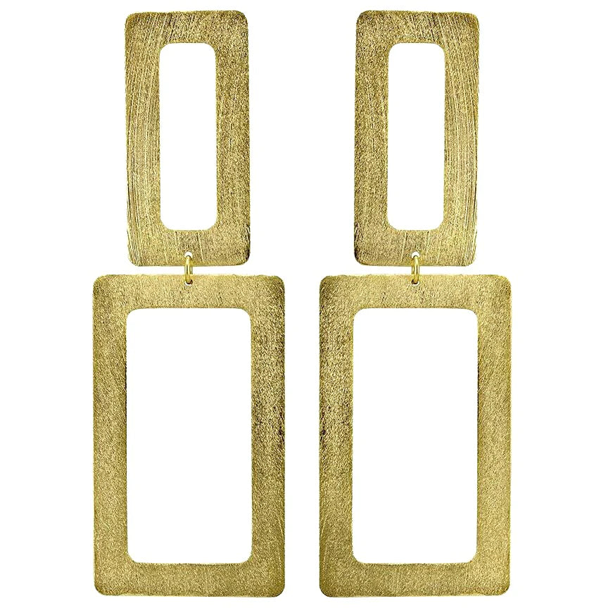Sheila Fajl | Double Rectangle Earrings - Brushed 18K Gold Plated